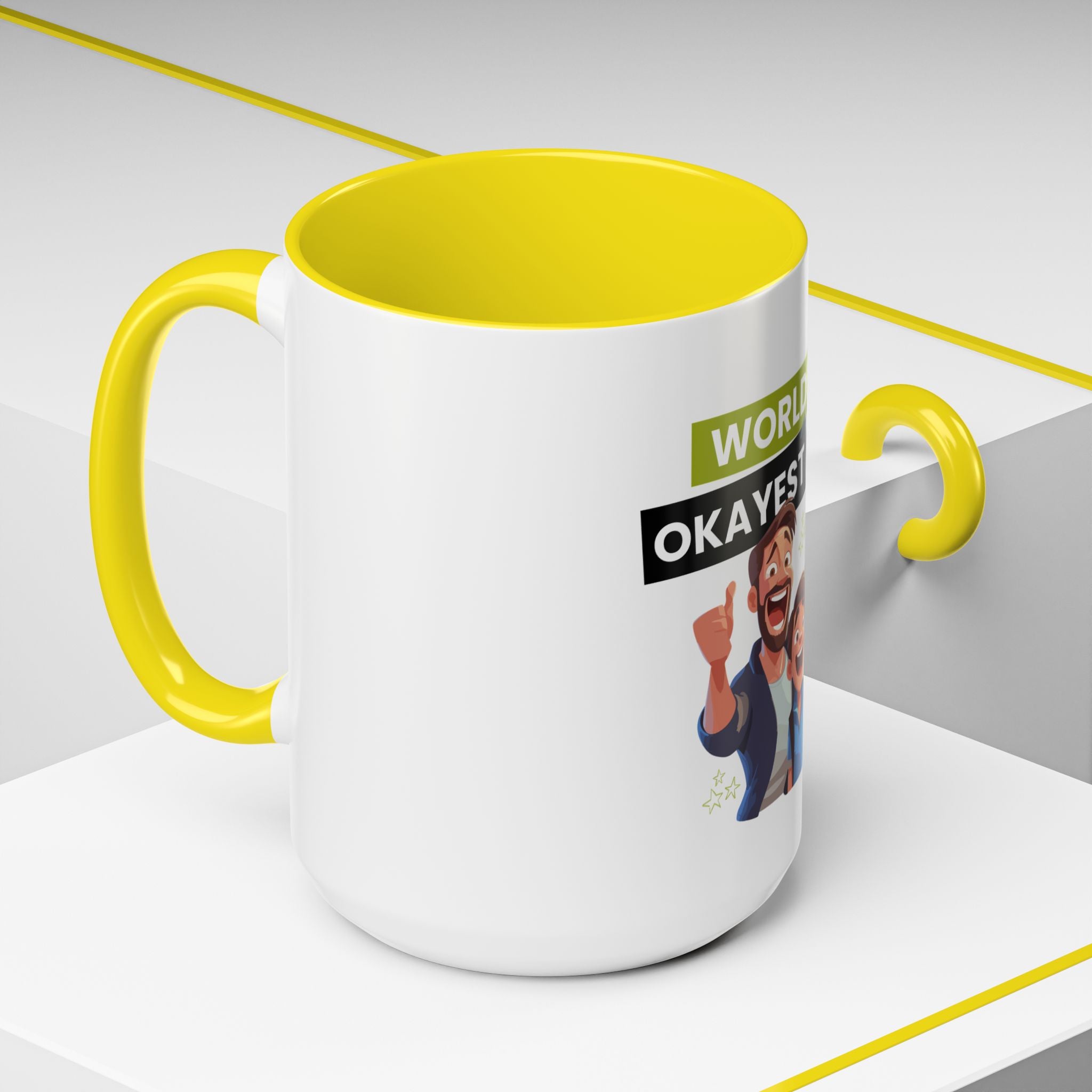 World's Okayest Dad Accent Coffee Mug, Funny Gift for Father's Day, Dad Coffee Cup, Family Gift, Dad's Birthday Mug