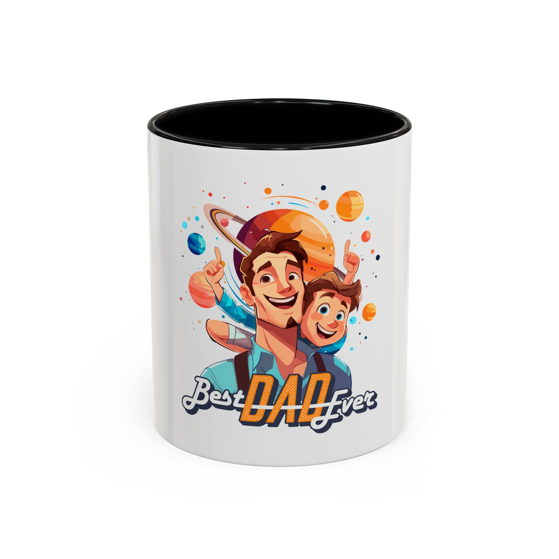 Best Dad Ever Accent Coffee Mug - Fun Gift for Father's Day, Birthday, Coffee Lovers, Home Office, Unique Dad Gifts