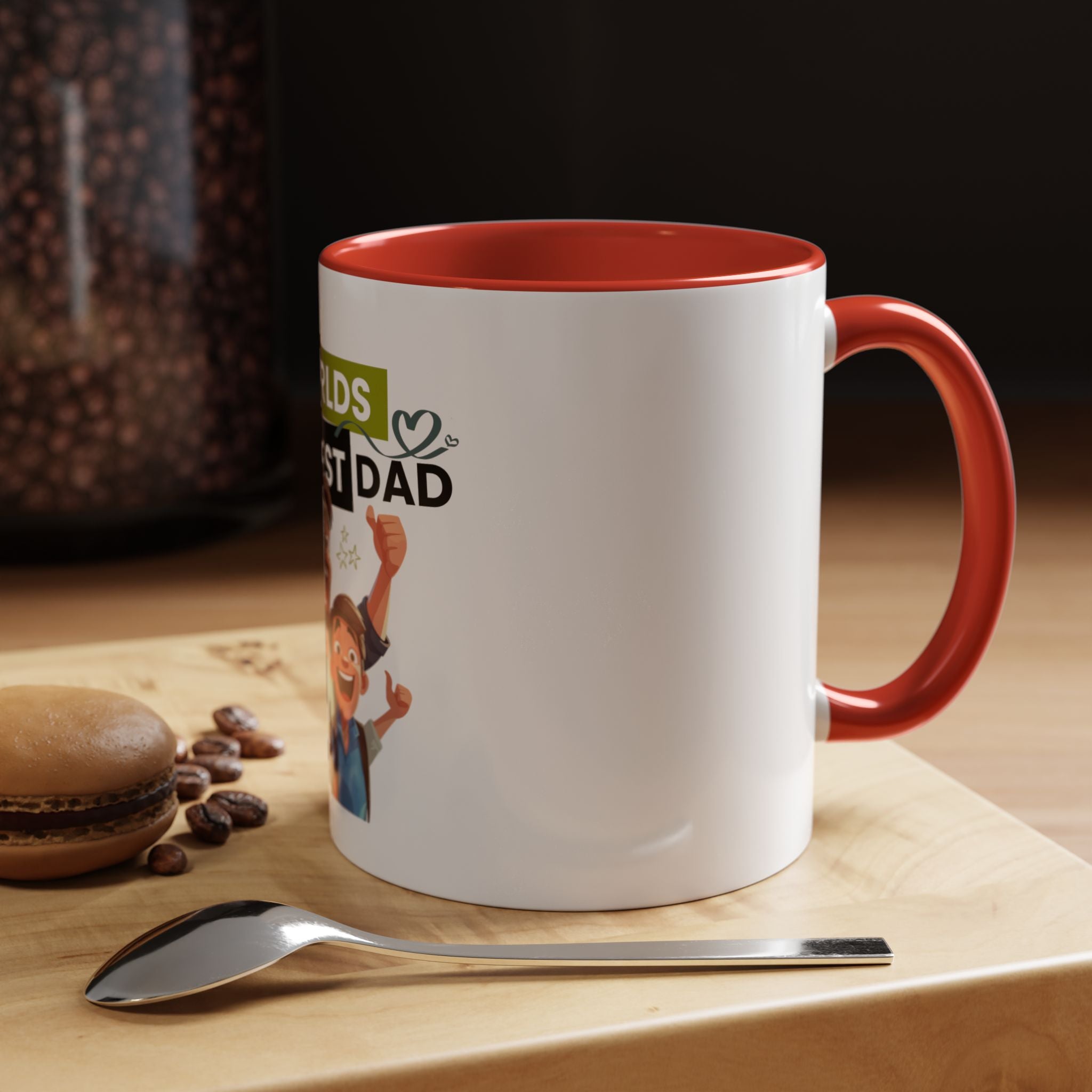 World's Okayest Dad Accent Coffee Mug, Funny Gift for Father's Day, Dad Coffee Cup, Family Gift, Dad's Birthday Mug