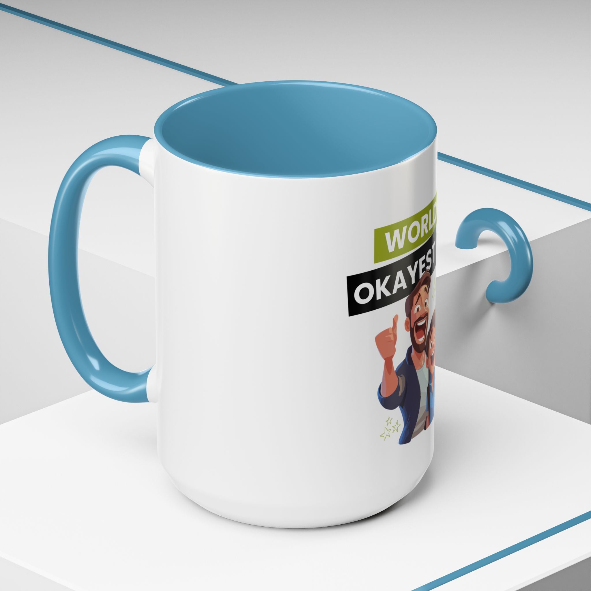 World's Okayest Dad Accent Coffee Mug, Funny Gift for Father's Day, Dad Coffee Cup, Family Gift, Dad's Birthday Mug