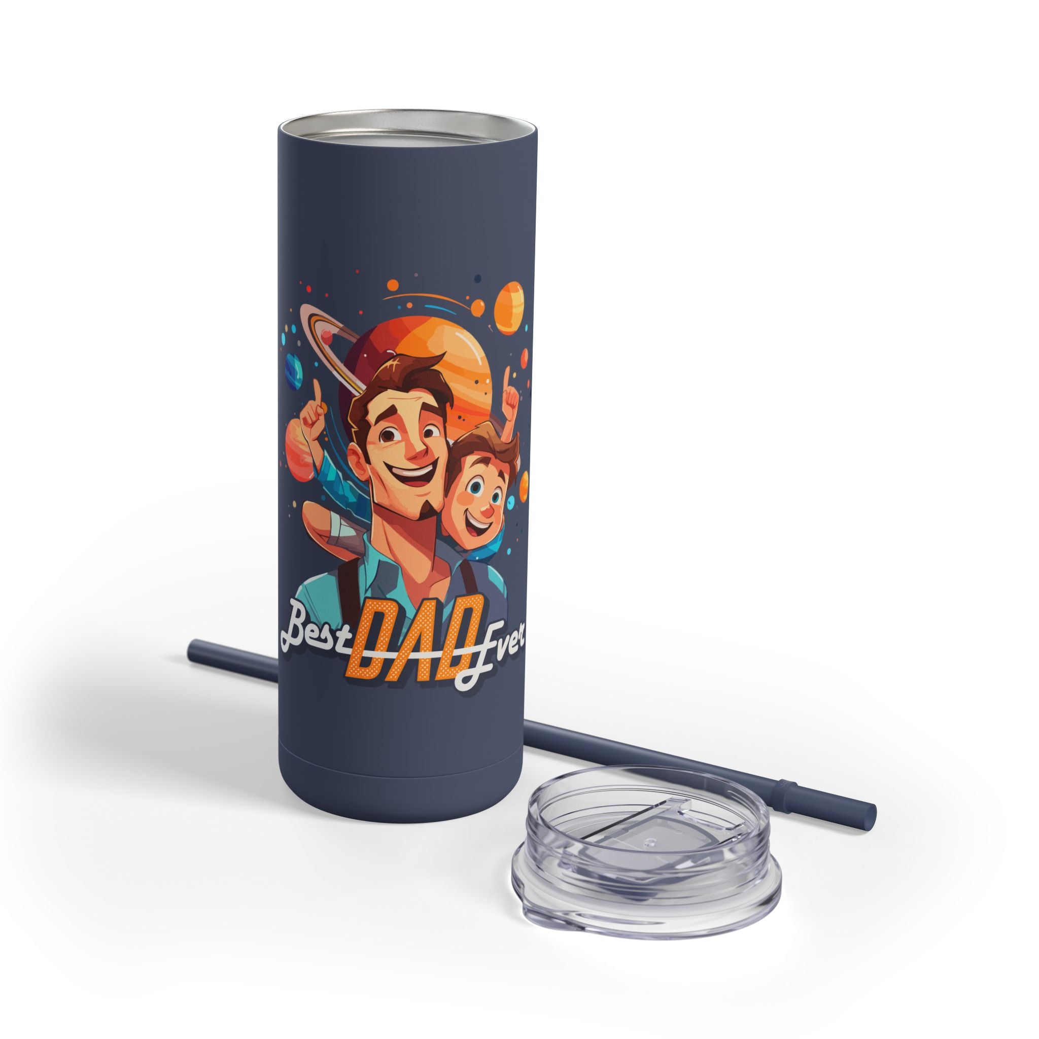 Best Dad Ever Tumbler | 20oz Matte Skinny Travel Mug, Personalized Gift for Fathers Day, Dad's Birthday, or Family Celebrations