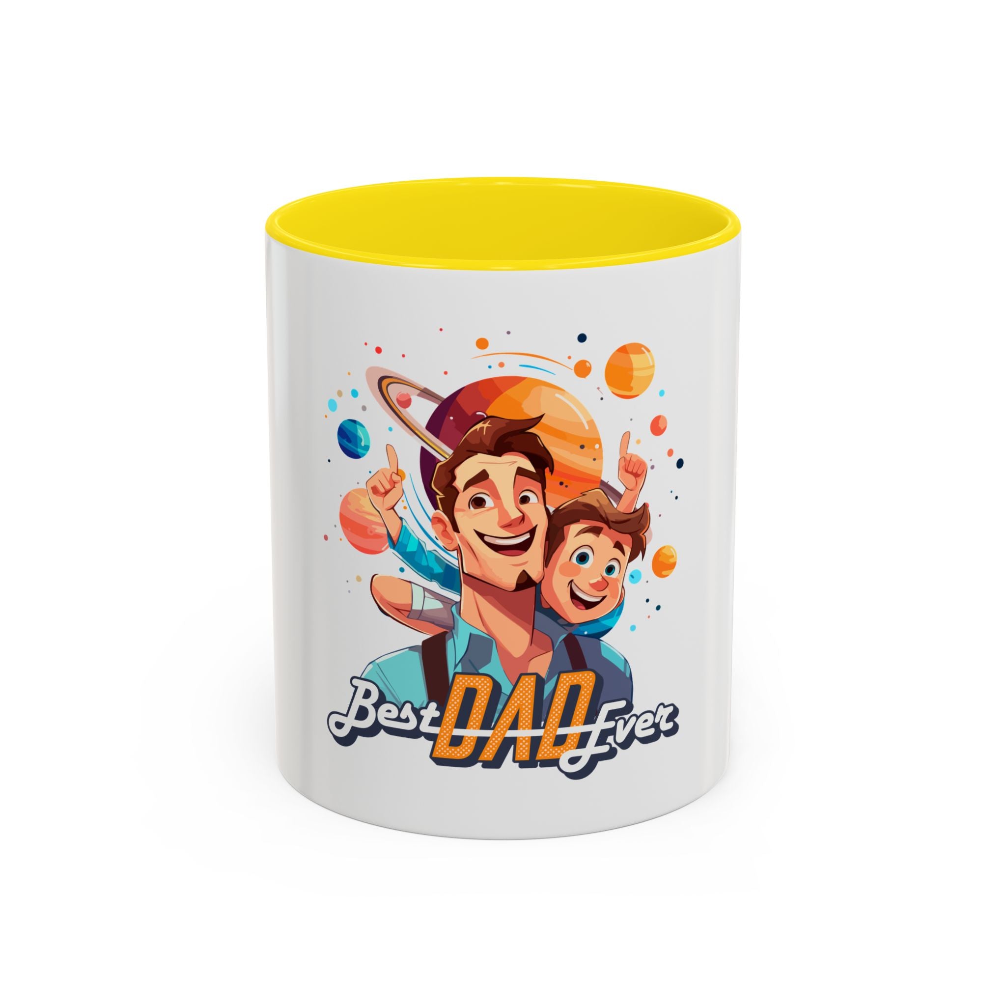 Best Dad Ever Accent Coffee Mug - Fun Gift for Father's Day, Birthday, Coffee Lovers, Home Office, Unique Dad Gifts