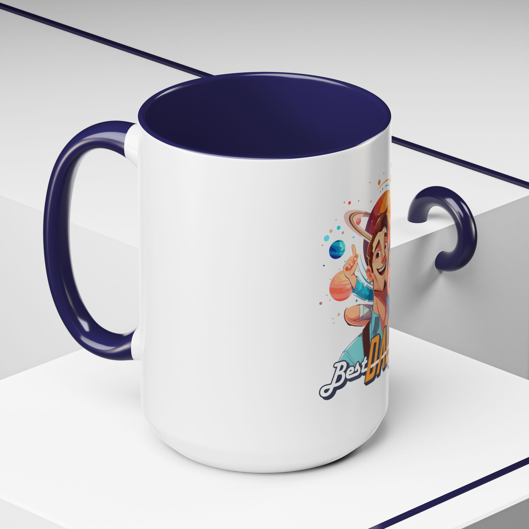 Best Dad Ever Accent Coffee Mug - Fun Gift for Father's Day, Birthday, Coffee Lovers, Home Office, Unique Dad Gifts