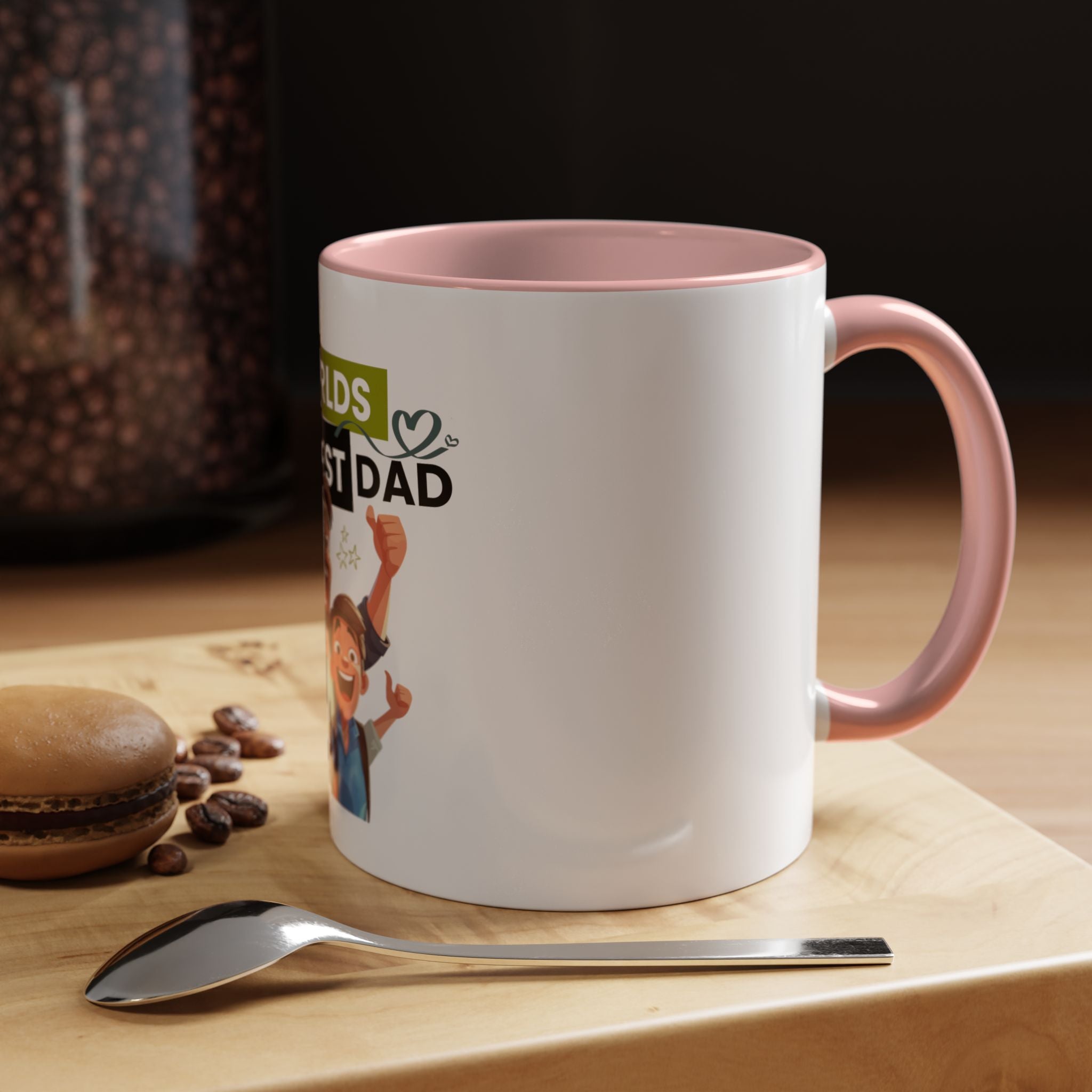 World's Okayest Dad Accent Coffee Mug, Funny Gift for Father's Day, Dad Coffee Cup, Family Gift, Dad's Birthday Mug