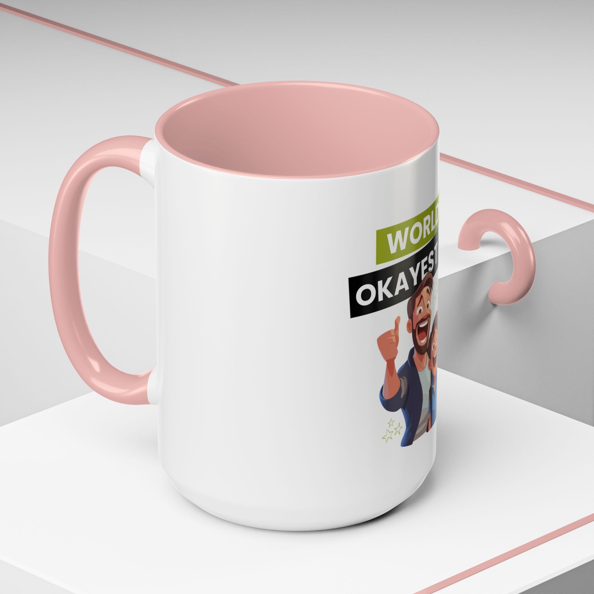 World's Okayest Dad Accent Coffee Mug, Funny Gift for Father's Day, Dad Coffee Cup, Family Gift, Dad's Birthday Mug