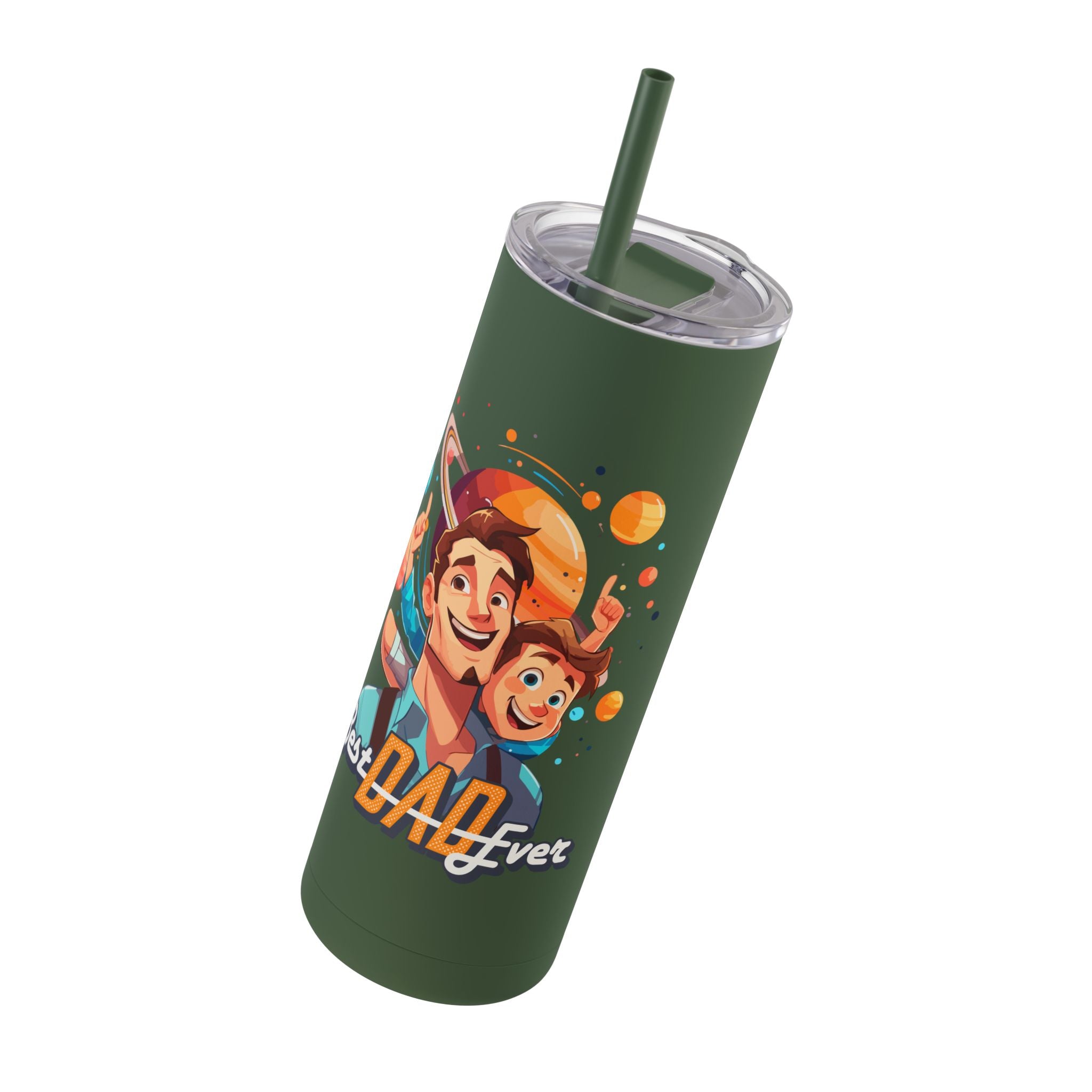 Best Dad Ever Tumbler | 20oz Matte Skinny Travel Mug, Personalized Gift for Fathers Day, Dad's Birthday, or Family Celebrations